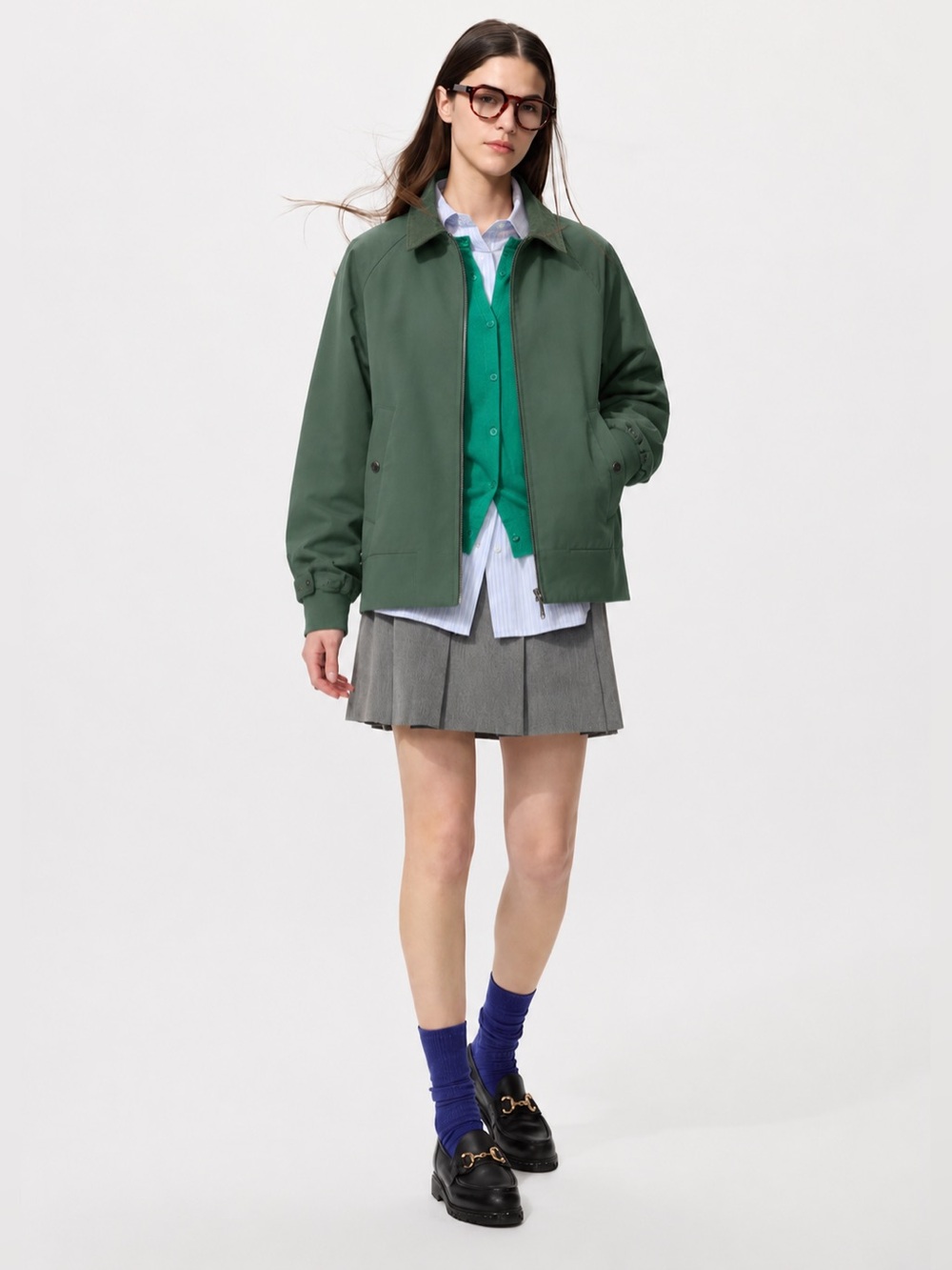 Uniqlo Green Harrington Barn Jacket Water-Repellent Plaid Lined Size Large